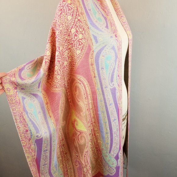 Colorful Rainbow Woven Women's Scarf / Wrap with Fringe 20 1/2" x 80" * NEW - Picture 12 of 14